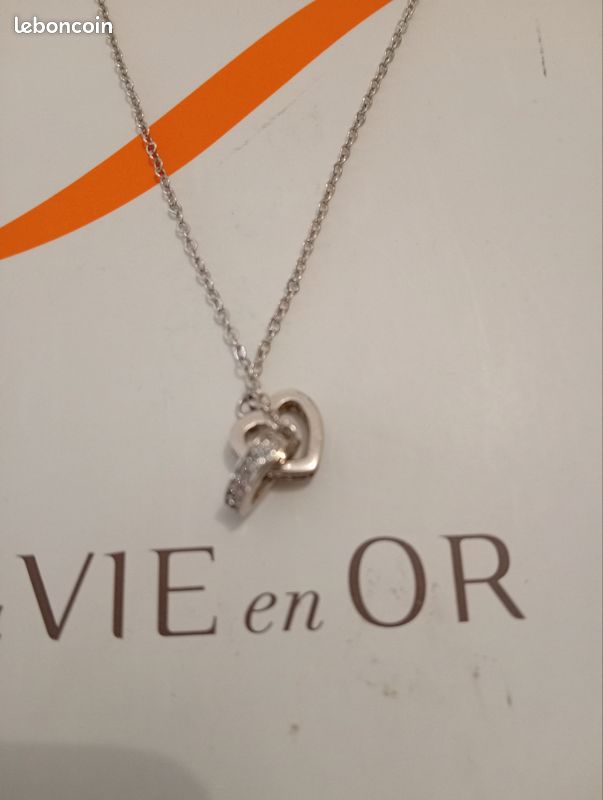 Collier femme coeur entrelacés, argent 925 ,et oxyde de zirconium (image 3)