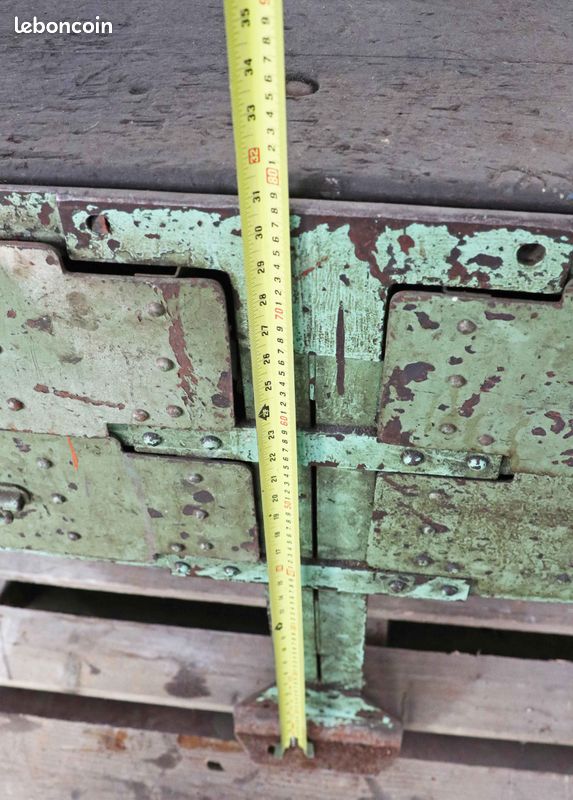 Ancien etabli riveté 301X60cm H80cm avec plateau bois - 3063 (image 18)
