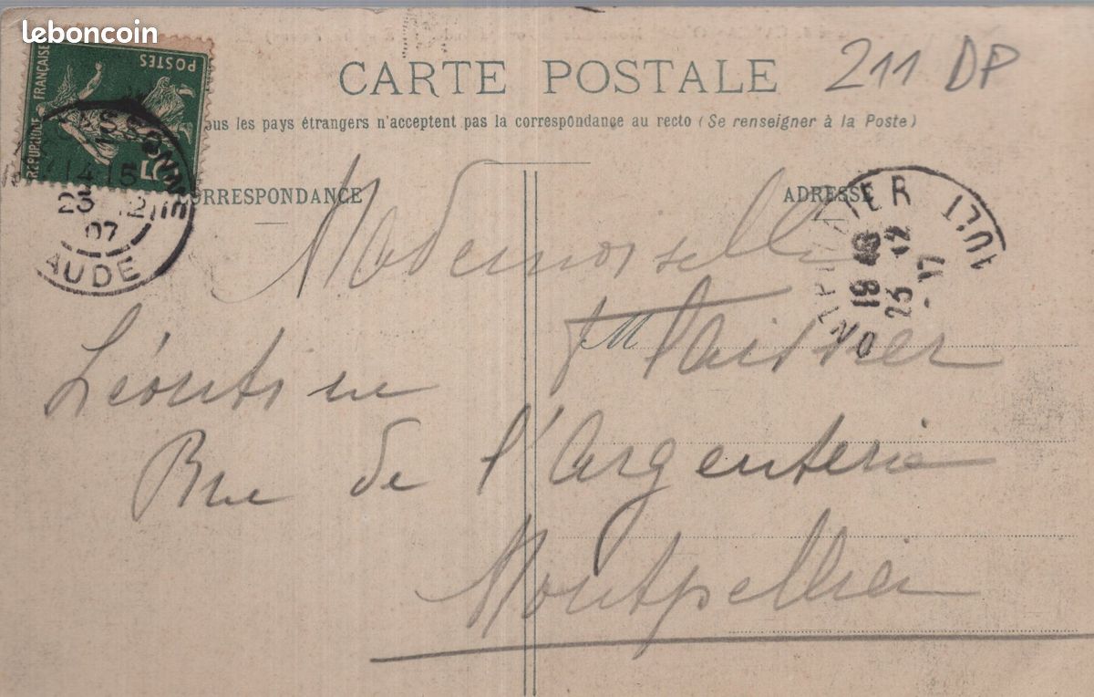 11 - Département de l'AUDE - CARTE POSTALE ANCIENNE CPA de CARCASSONNE (réf.211 DP) (image 2)