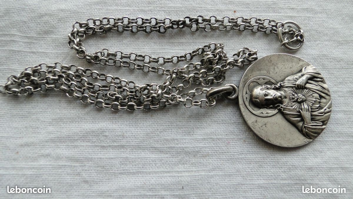 Religieux français antique argenté médaille religieuse