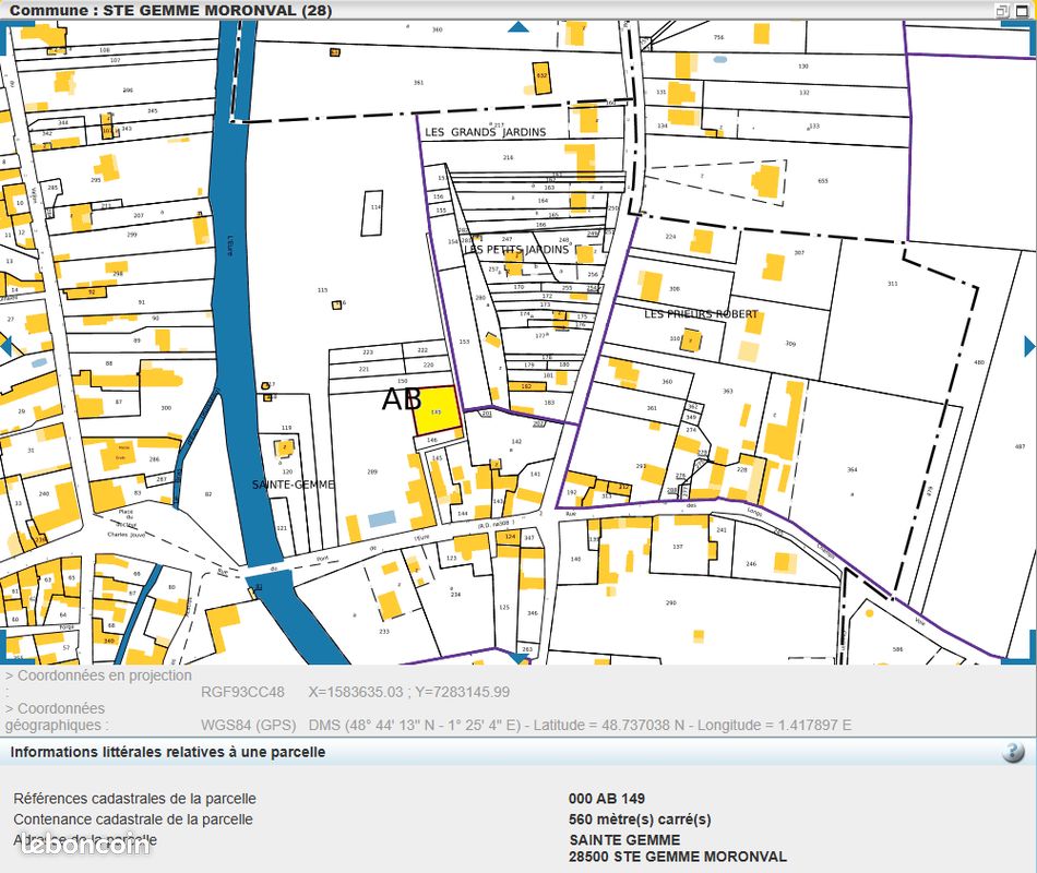 Terrain au centre de St Gemme non constructible · à Sainte-Gemme-Moronval · 18 000 €