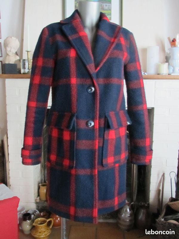 Manteau femme écossais marine/rouge Teddy Smith taille 36/38 (image 1)