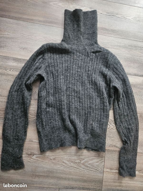 Superbe pull à col roulé femme Zara taille M gris laine et