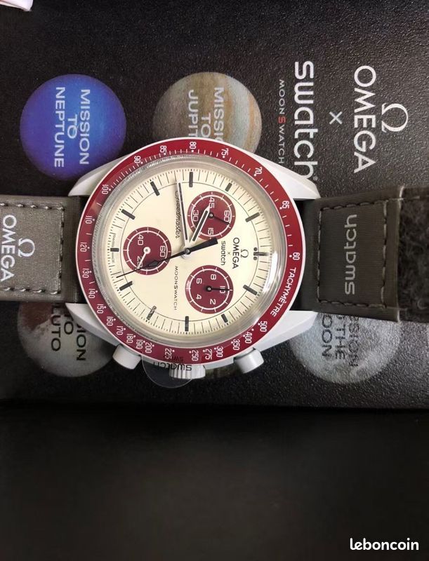 Omega Montre chronographe biocéramique blanche et rouge, édition limitée, complète avec boîte (image 4)