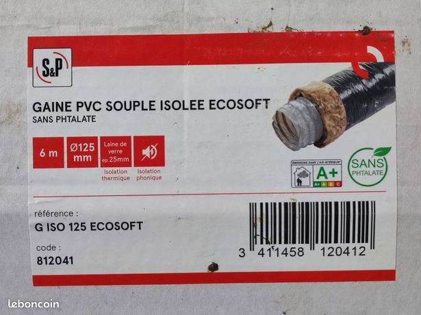 Gaine Souple PVC Isolée ECOSOFT ép.25 Mm Longueur 6 Metres Diametre Mm 125 74950173