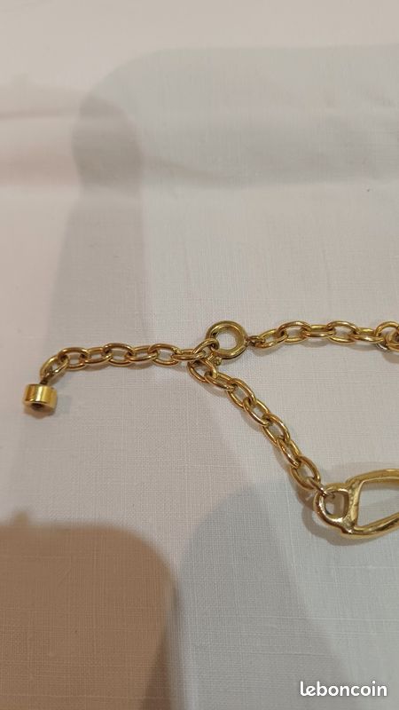Collier Vintage En Or Avec Cabochons Arum Et Nacré - Ancien, Très Bon état - Bijou Fantaisie