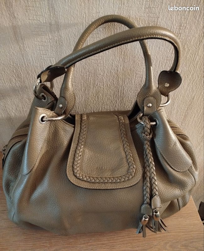 Sac à main cuir gris Sabatier 1947 Accessoires Bagagerie