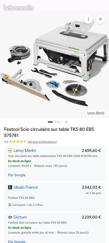 Vends scie circulaire sur table Festool TKS 80 EBS neuve jamais utilisée (image 12)