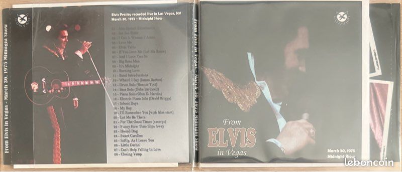 Elvis presley from elvis in vegas las vegas 30 mars 1975 show minuit livret 20 pg cd 28 titres audience recording édition limitée à 300 ex. Label rainbow records sous pochette plastique scellée rare (image 1)