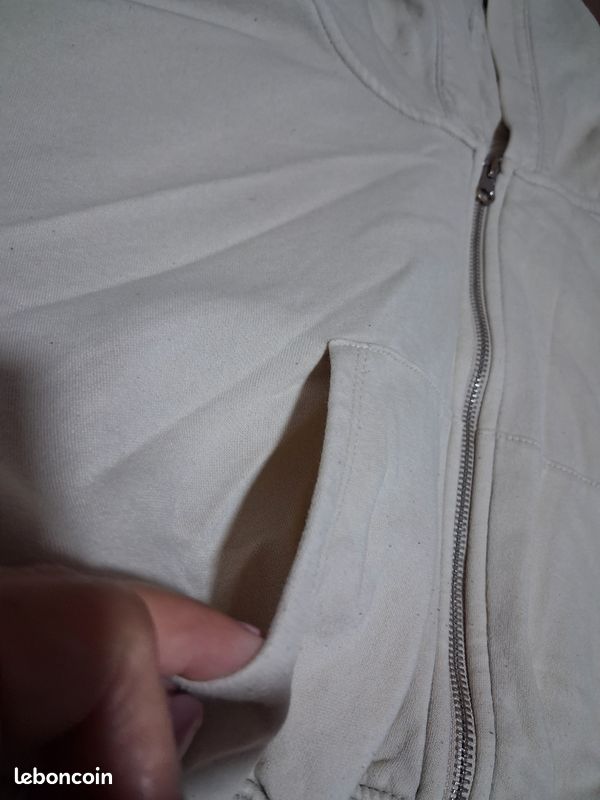 Sweat shirt fille capuche beige taille M (image 5)