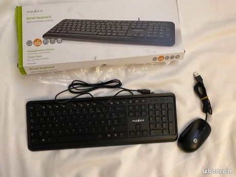 Clavier filaire Nedis KBMU200BKFR Disposition France avec hp souris (image 1)