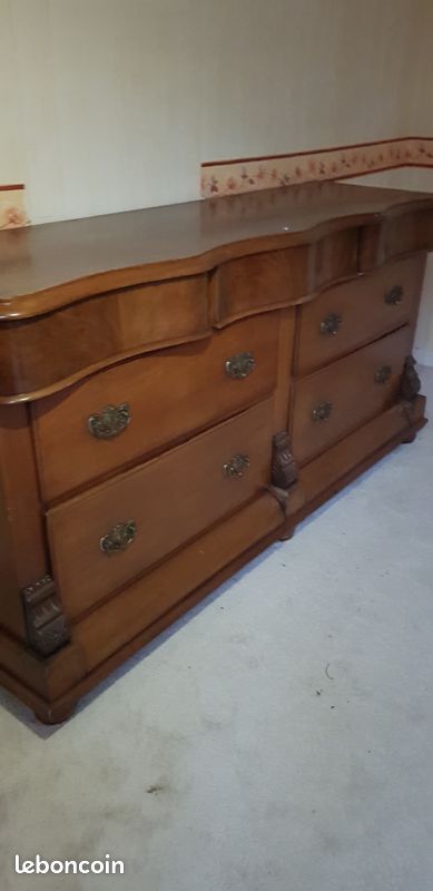 Commode vintage en bois massif 7 tiroirs (image 1)