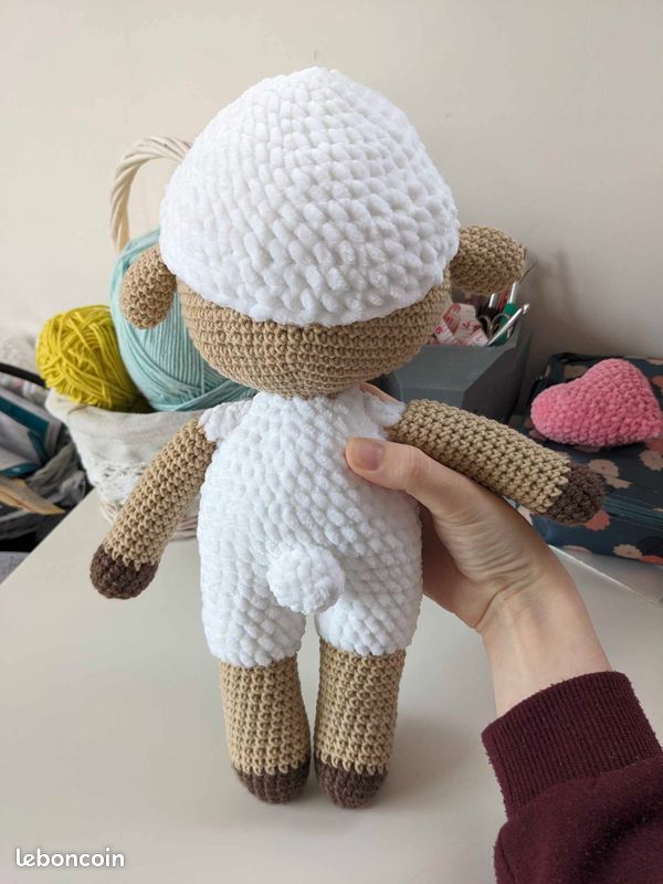 Agneau, doudou peluche fait main au crochet, neuf (image 5)
