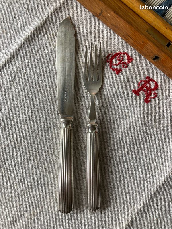 Paris, vers 1880 – Couvert de service à poisson en argent pa