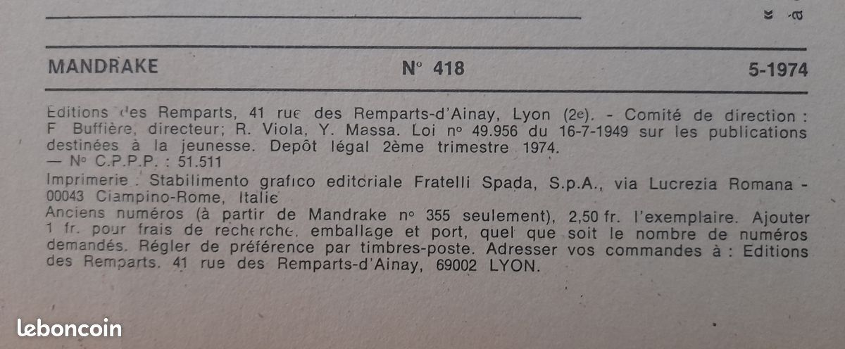 Mandrake N° 418.- 1974 (image 2)