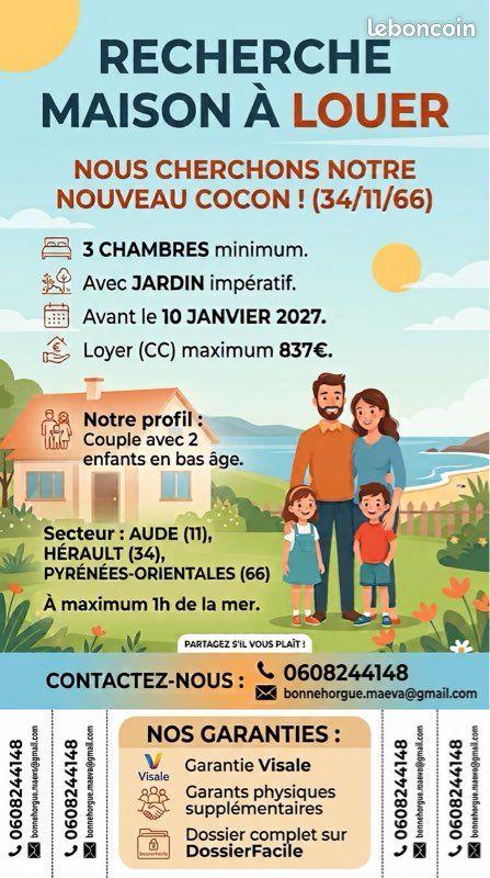 Maison 4 pièces 80 m² · à Ouveillan · 80 m² · 837 €/mois