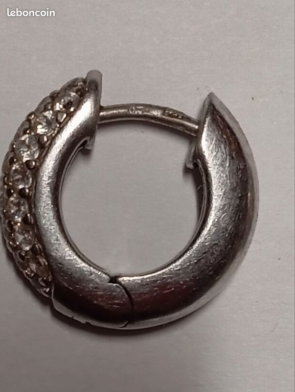 Boucles D'oreilles Créoles Anciennes En Argent Massif - Occasion #H3