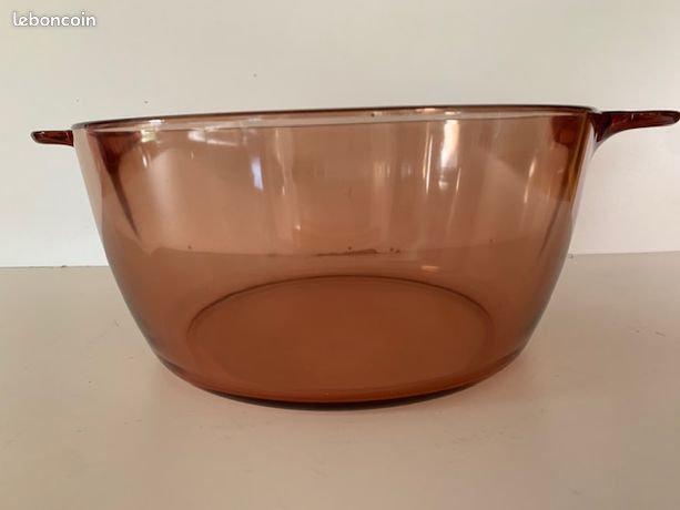 Casserole vision corning france en verre epais ambré/ vintage / c