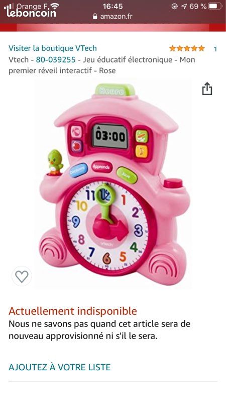 Vtech « mon 1er réveil interactif » (image 2)