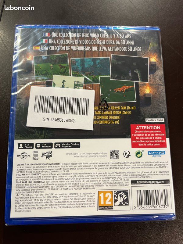 Jeu PS5 Jurassic Park Classic Games Collection Neuf Sous Blister