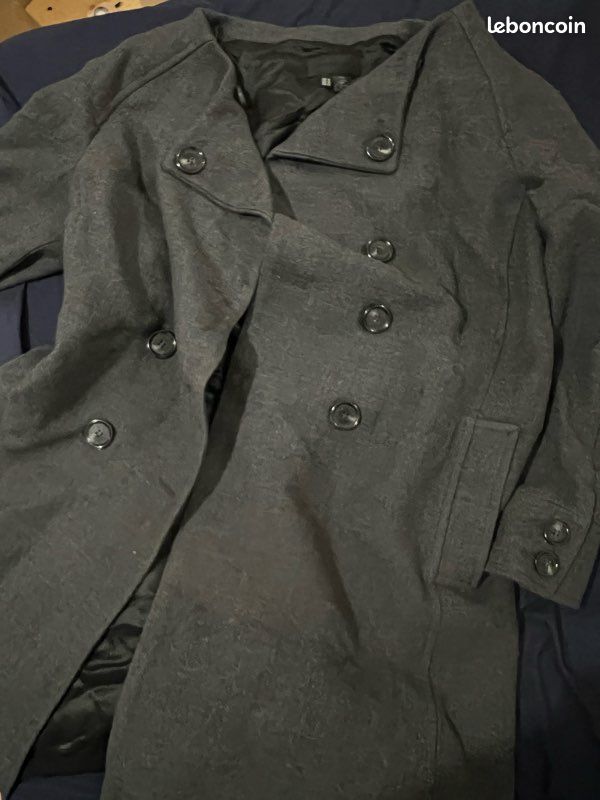 Manteau Zara Femme Long Hiver Laine Gris XL 🌱 Coat for Women