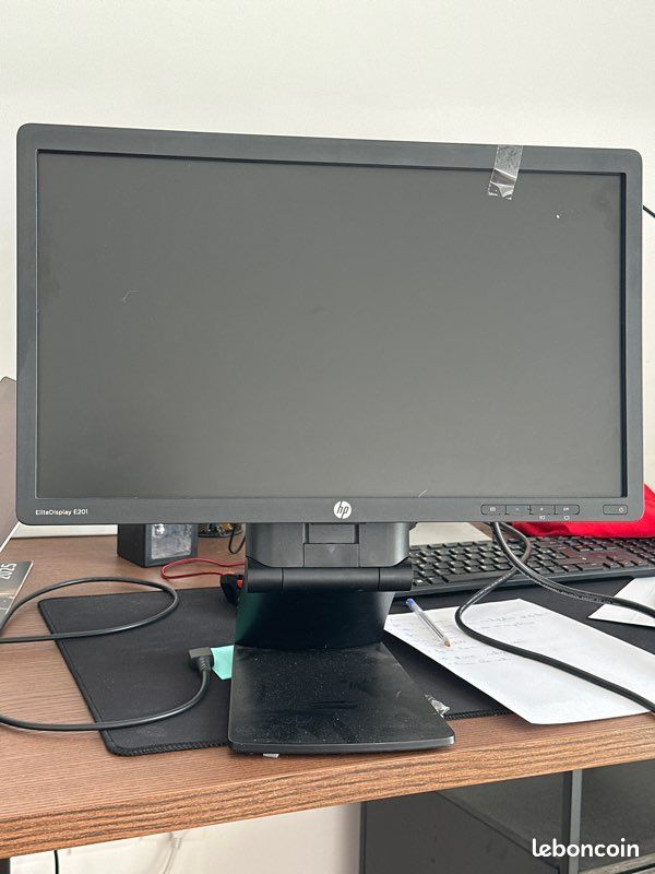 Écran PC 20” HP EliteDisplay E201 – DisplayPort / DVI / VGA – Bon état (image 1)