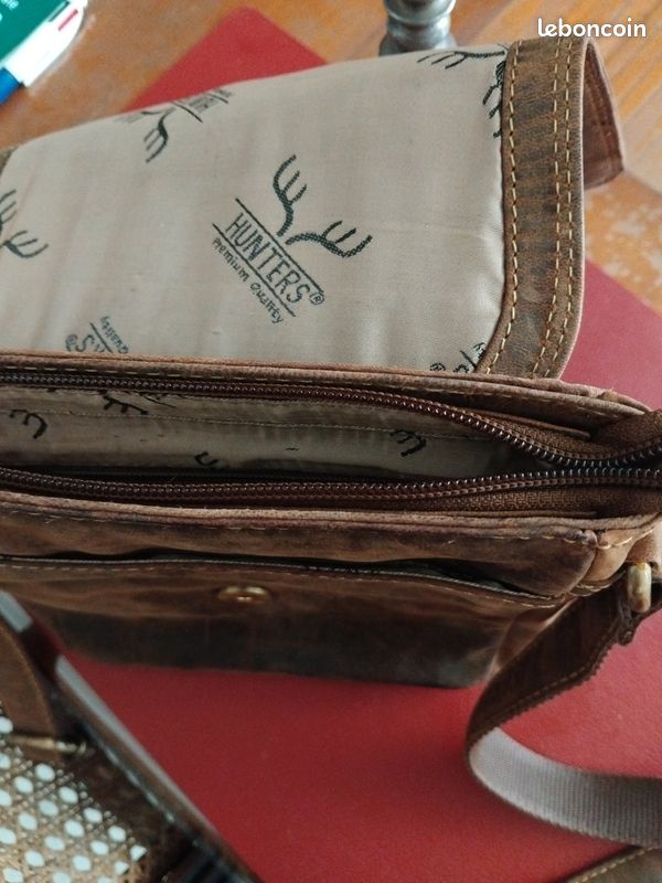 Sacoche hommes croûte de cuir marron (image 2)
