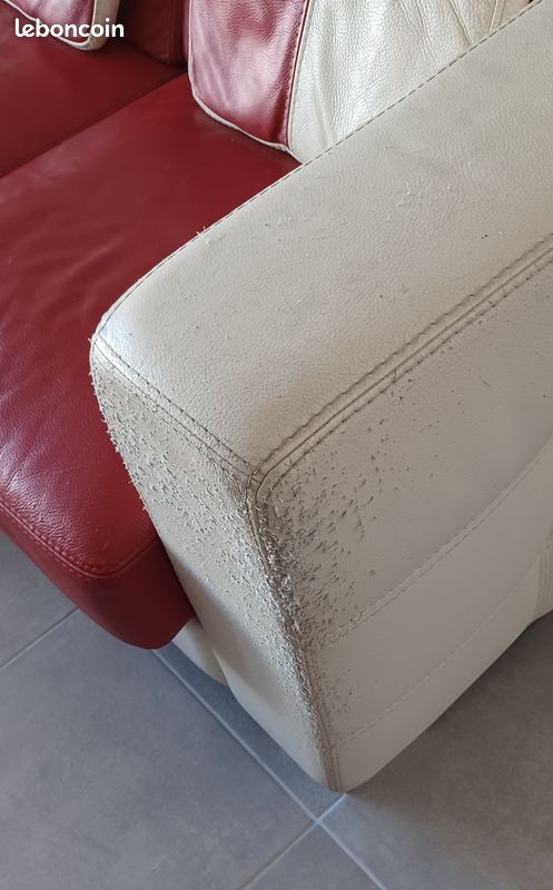 Canapé d'angle en cuir 170X250 cm rouge et blanc (image 8)