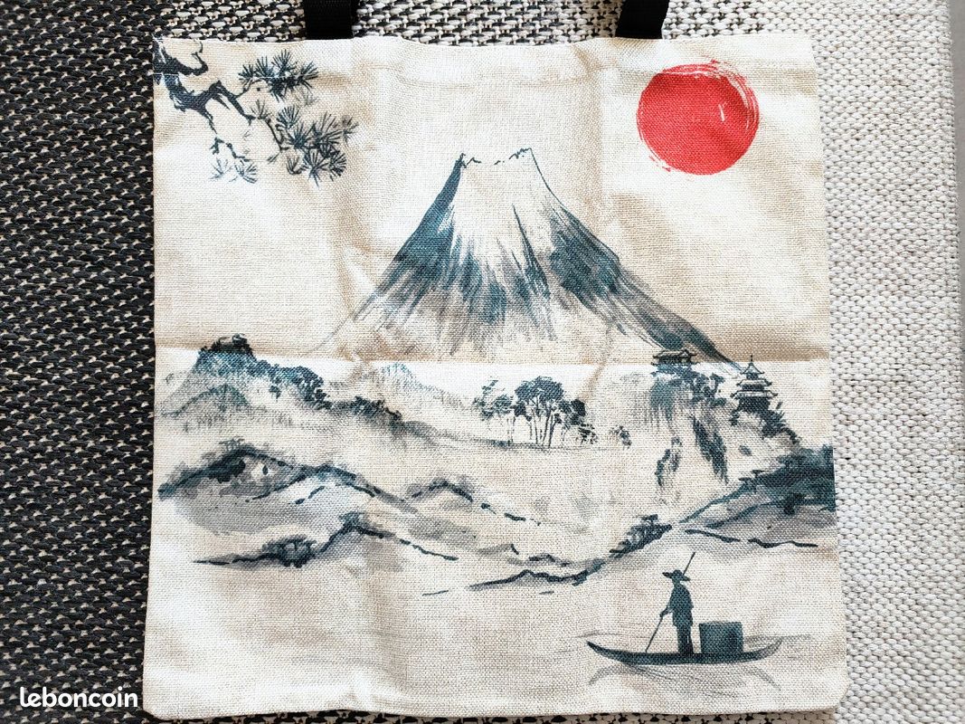 Tote bag japonais motif peinture l'encre traditionnel (image 3)