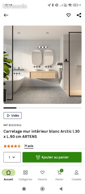 Carrelage blanc artens arctic 30x90 (image 1)