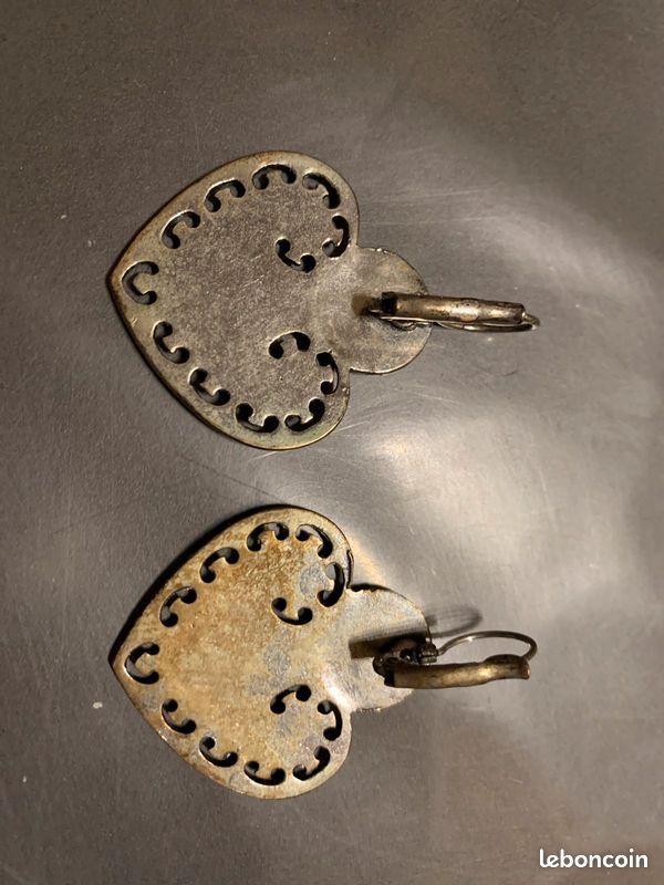 Boucle d’oreilles rouge et argent (image 2)
