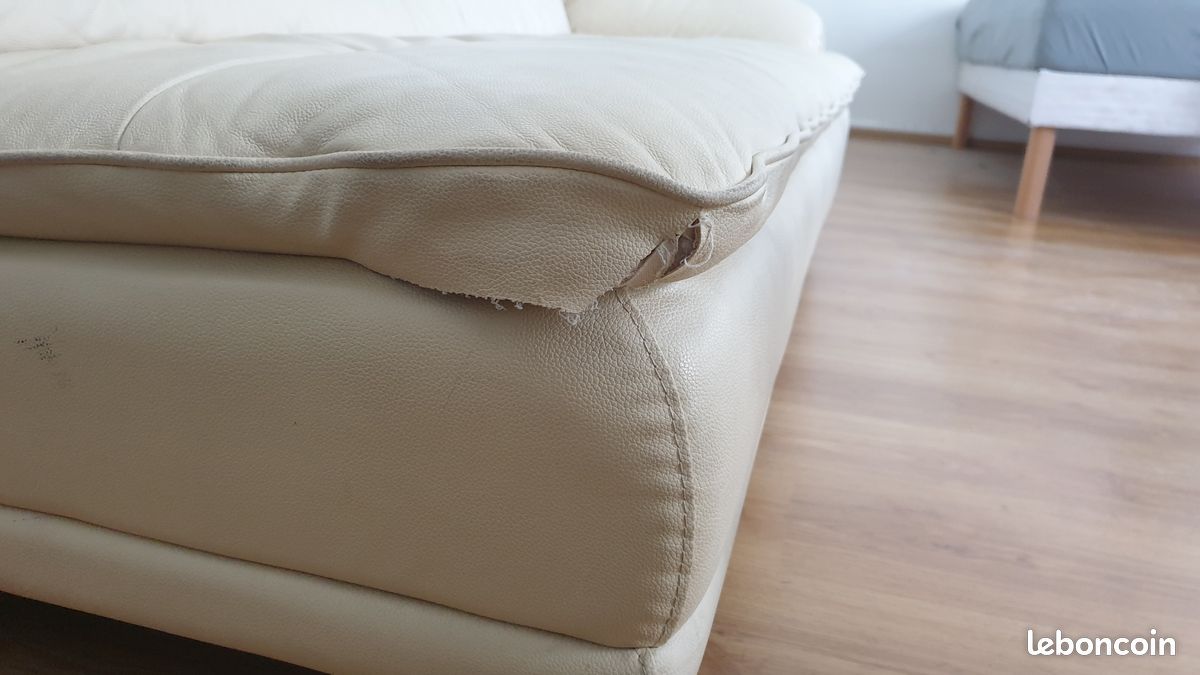Canapé 3 ou 4 places cuir beige très confortable (image 6)