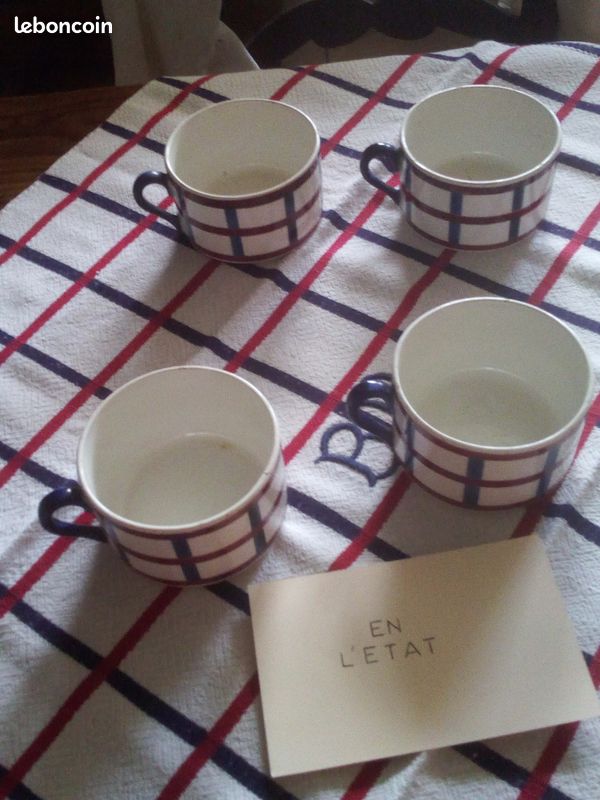4 tasses BASQUES avant 1955 "BEARN" de H. B CREIL MONTEREAU (image 1)