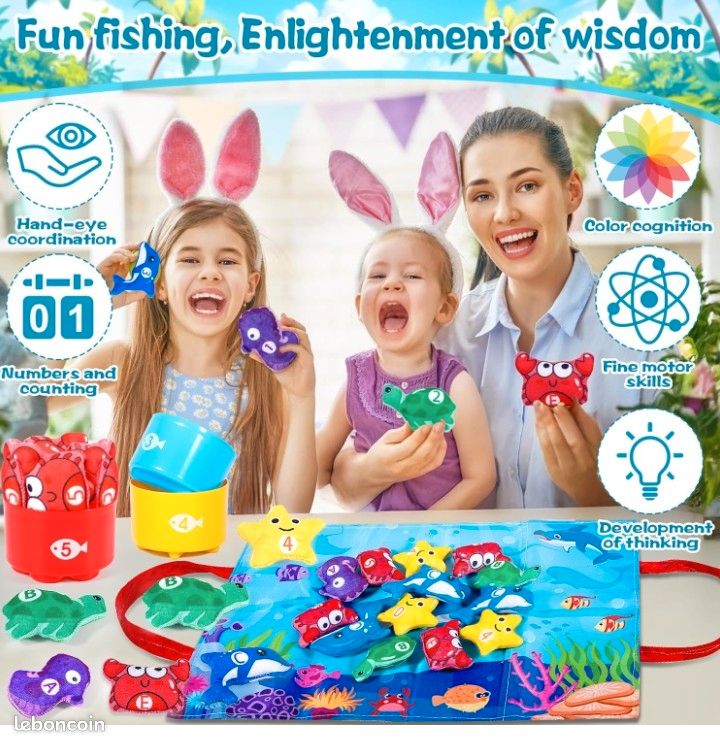 JOUET DE BAIN,pink--Planche De Pêche Montessori Pour Enfants, Jouets De