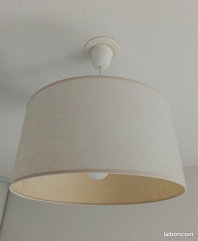 Abat jour, suspension, luminaire blanc gris clair 40x20cm (image 1)