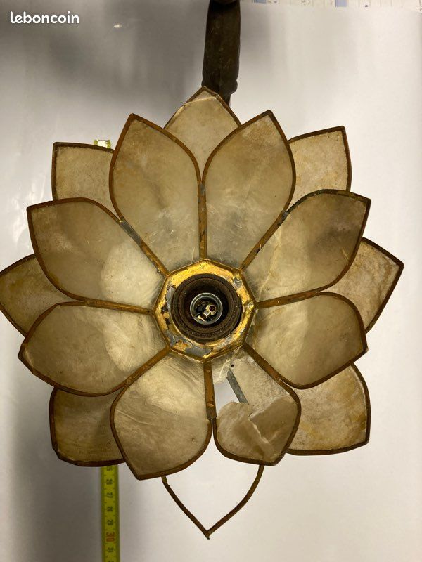 Lampe fleur en laiton et nacre (image 3)