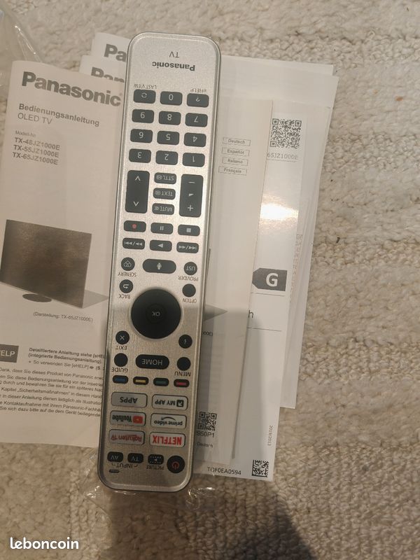 Télécommande De Remplacement Pour TV Panasonic TX-65HZ1000E Et TX-65HZ1500E - Neuf