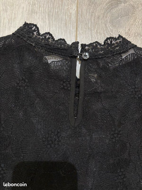 Blouse En Dentelle Noire Promod - Taille 38 (plus), Occasion En Très Bon état