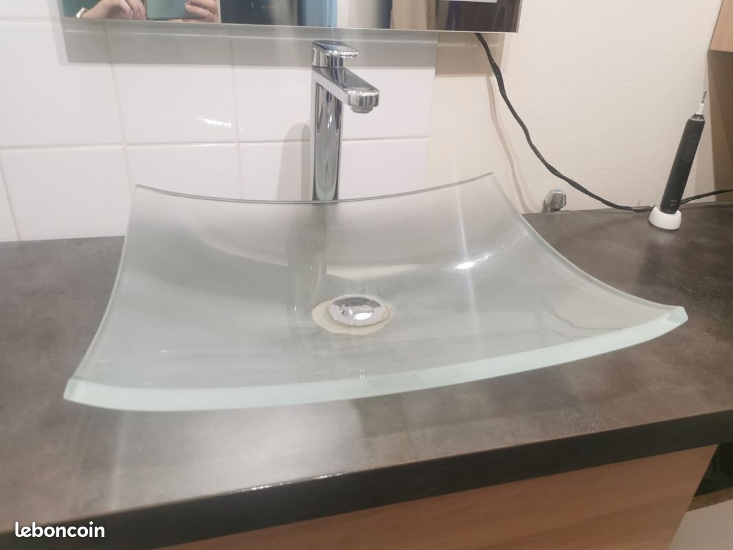 Vasque en verre sablé 40x50 (image 2)