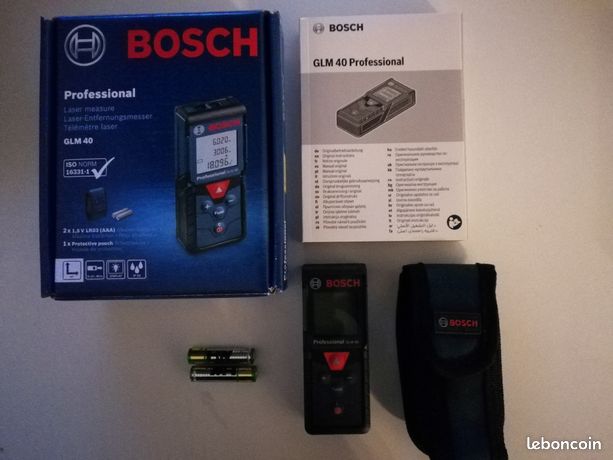 Télémètre laser GLM 40 Professional Bosch Fonction mémoire Portée :  0,15/40m 2 piles 1,5V Housse de protection