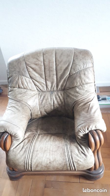 Ensemble canapé cuir 3 places et 2 fauteuils (image 2)