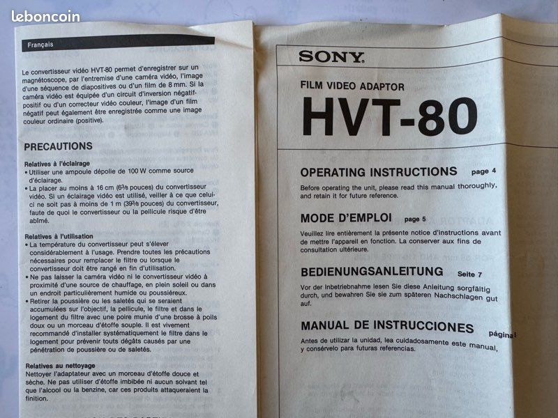 Convertisseur Vidéo Sony HVT-80 Pour Pellicules 35mm Et 110
