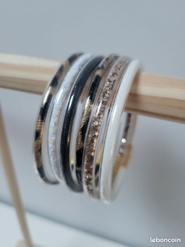 Lot de 6 bracelets fantaisie léopard doré blanc (image 2)