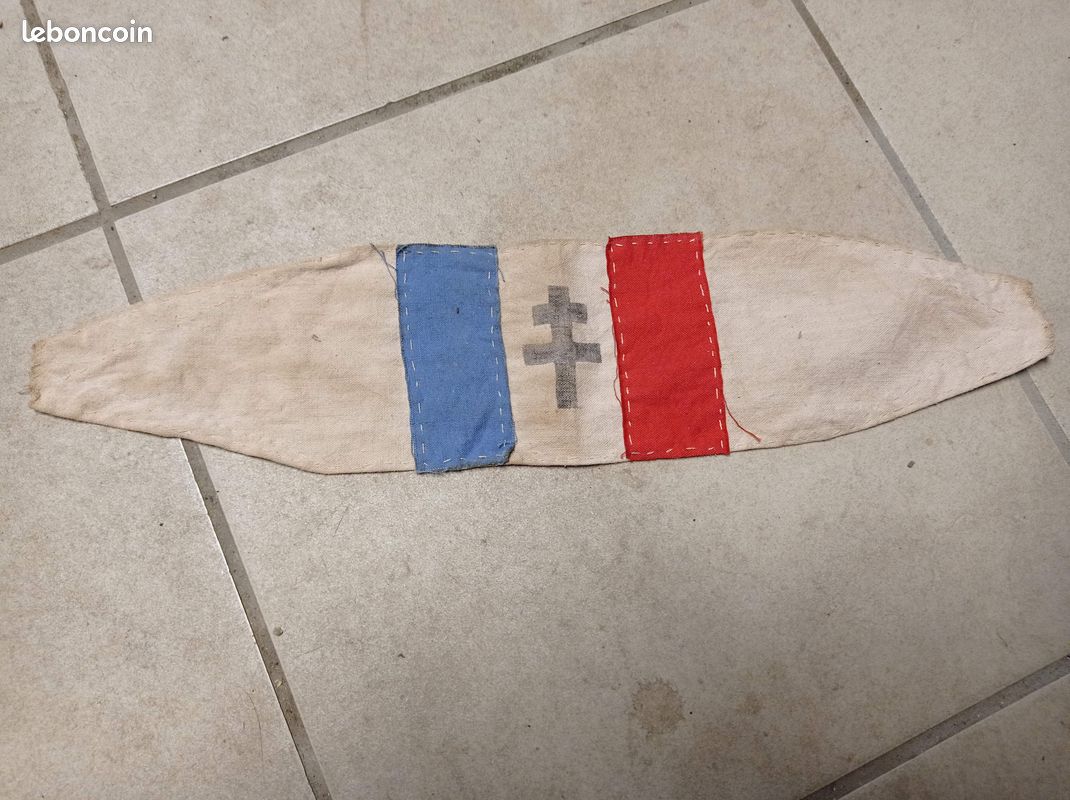 Brassard Tissu Résistance Française WWII - Repro Libération - Blanc - Accessoire Reconstitution Historique