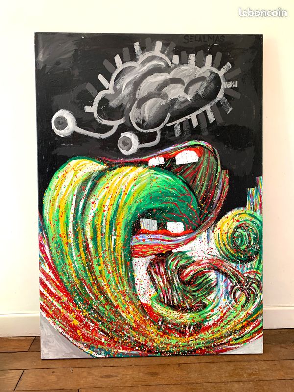 TONGUE - 81x117 cm - Peinture sur toile 2012 - Pop Street Art Contemporain (image 1)
