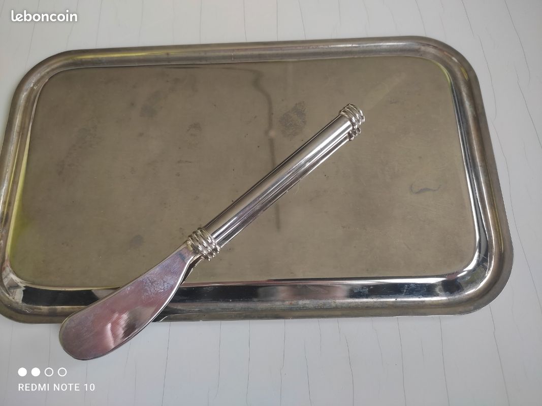 Beurrier Métal Argenté Vintage Avec Couteau Inox – Déco Table Rétro