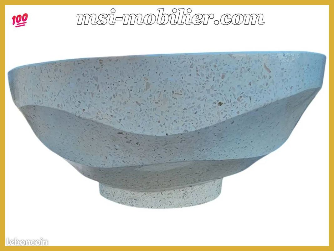 ❤️ Vasque à poser facettée en pierre terrazzo couleur beige design moderne pour salle de bain (image 4)