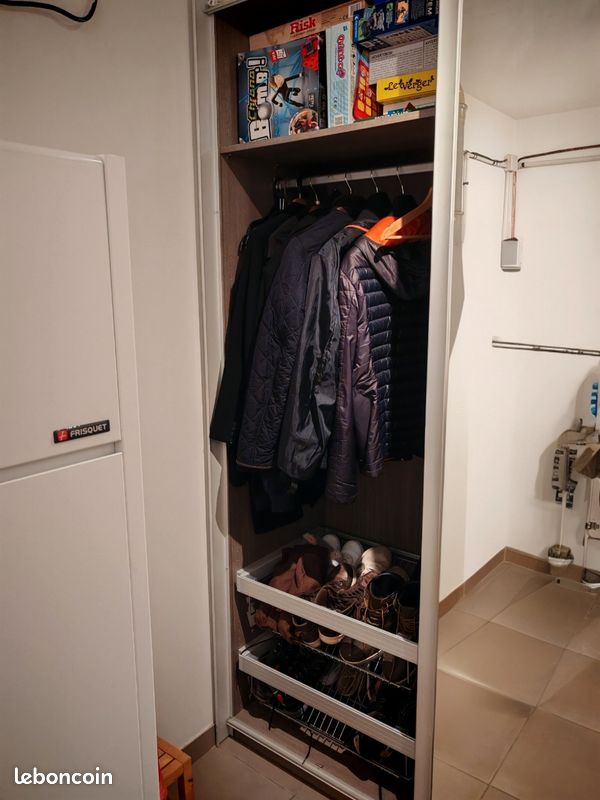 Dressing d'angle + dressing droit - gris - avec portes - penderie porte-chaussures et tiroir bon état (image 10)