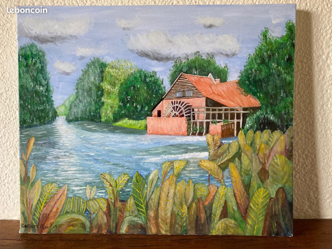 Peinture à l’huile « Le Moulin de Maintenay » Hauts-de-France (image 2)