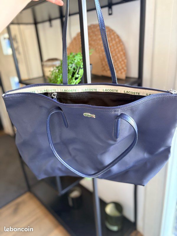 Sac Lacoste bleu marine – grand cabas tote bag – bon état